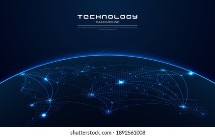 Communication technology for internet business. global world network and telecommunication on earth. map of the planet. world map. wlobal social network. vector illustration design.