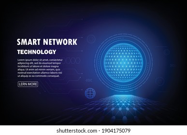 Communication technology for internet business. Global Network And Telecom Abstract Technology Background Security Technology Concept Hi-tech Innovation Circle Neon Blue Background Vector Design