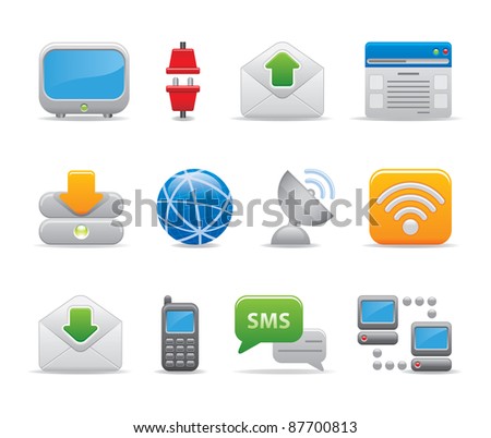 Communication technology internet logos icons set business 