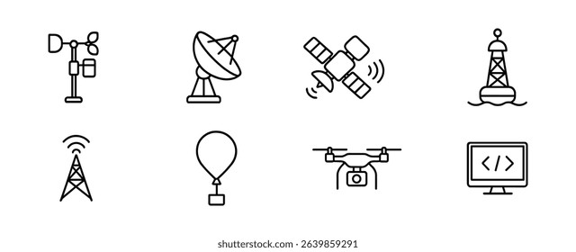 Communication and technology line icon set. modern connectivity symbols collection