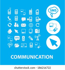 communication, technology, phone icons set, vector