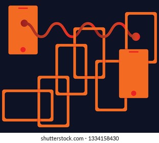 Communication Telecoms Background - mobile phone communication concept - flat vector design illustration