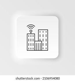 Communication, television, building icon - Vector. Artificial intelligence neumorphic style vector icon