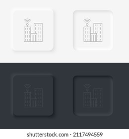 Comunicación, televisión, icono de construcción - Vector. Icono de vector de estilo neumórfico de inteligencia artificial