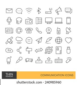 Iconos de línea delgada de comunicación