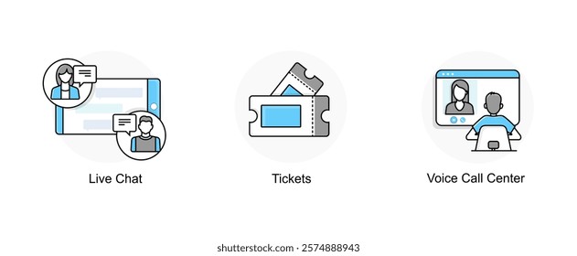 Communication and Ticketing Systems. Tickets, Live Chat, Voice Call Center