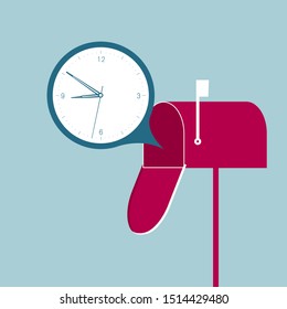 The communication time is up. Isolated on blue background.