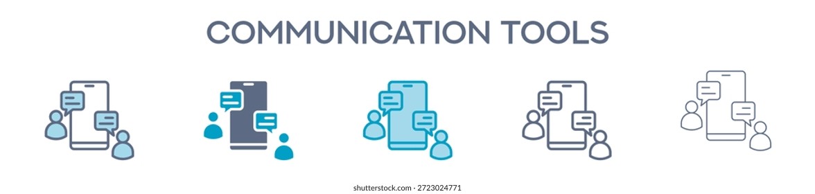 Elemento De Herramientas De Comunicación Para El Diseño Gráfico - Estilos Múltiples. Ilustración vectorial De Dos Colores Y Negro. Los Diseños Múltiples De Los Iconos Se Pueden Utilizar Para El Móvil, Ui, Web