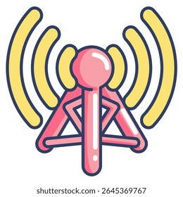 Communication Tower 3d icon vector style for communication user interface Lineal Color style.