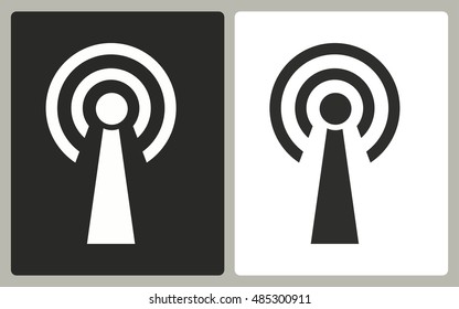 Communication tower - black and white icons. Vector illustration.