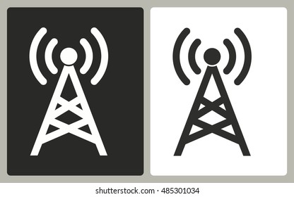 Communication tower - black and white icons. Vector illustration.