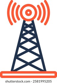 Communication Tower Icon Color Line Vector Illustration