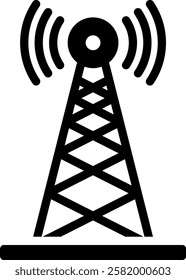 Communication Tower Icon Glyph Vector Illustration
