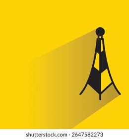 ícone da torre de comunicação com sombra no fundo amarelo