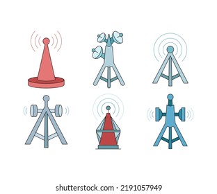 communication tower icons set vector illustration