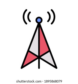 Kommunikation, Turm, Funksymbol, Vektorbild. Kann auch für die Kommunikation verwendet werden. Geeignet für den Einsatz in Web-Apps, mobilen Apps und Printmedien.