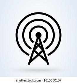 Communication tower signal, Simple vector modern icon design illustration.