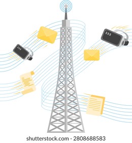 Communication tower transmitting digital data