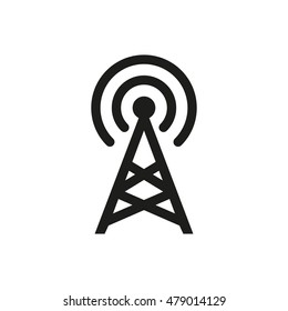 Communication tower vector icon. Black illustration isolated on white background for graphic and web design.