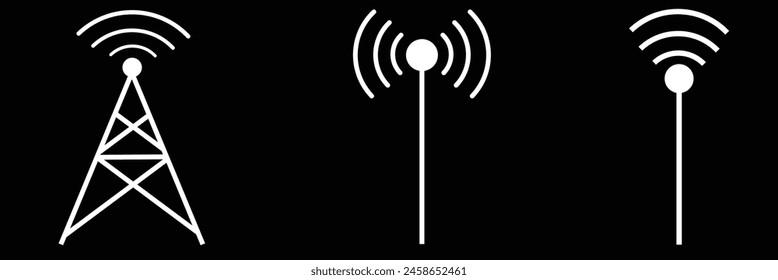 Communication tower vector icons set. Illustration isolated for graphic and web design. radio tower. eps10.
