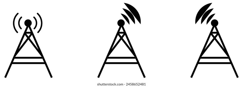 Communication tower vector icons set. Illustration isolated for graphic and web design. radio tower. eps10.