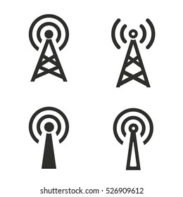 Communication tower vector icons set. Illustration isolated for graphic and web design.