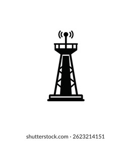 Communication Tower Vector Silhouette Telecommunication Antenna Wireless Network Signal Broadcast