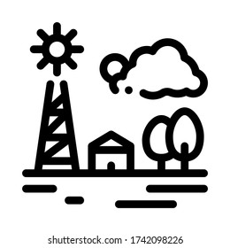 communication tower in village icon vector. communication tower in village sign. isolated contour symbol illustration