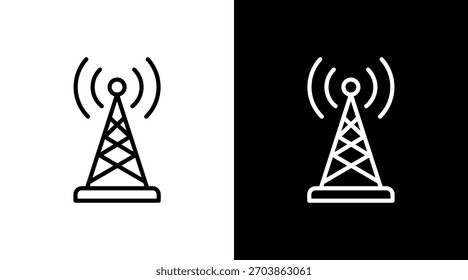 Communication Tower White Icon Set Design
