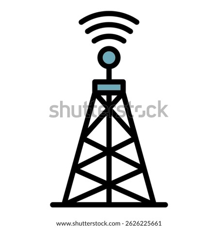 Communication transmitter icon. Outline communication transmitter vector icon color flat isolated