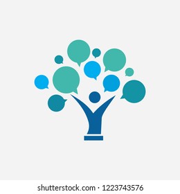 communication tree and social logo design inspiration