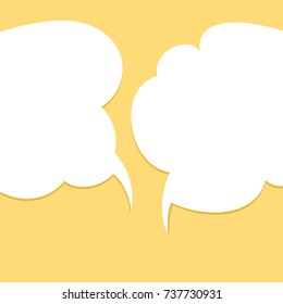 Communication. Two space for text. White clouds on Yellow background. Vector EPS 10 cmyk