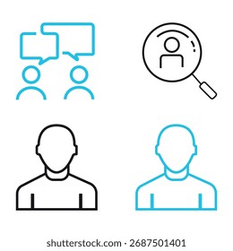 Conjunto de iconos de comunicación y Perfil de usuario