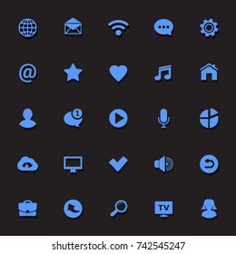 Communication vector blue icons