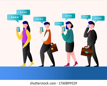 Communication vector concept: Business people using mobile phones