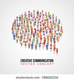 Communication vector concept, people crowd in speech bubble shape