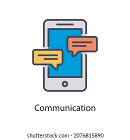 Kommunikationsvektor füllen Umriss-Symbol Design-Illustration. Web- und Mobile-Anwendungssymbol auf weißem Hintergrund EPS10-Datei