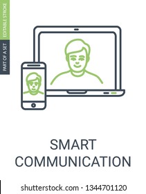 Communication Vector Icon with Laptom and Phone