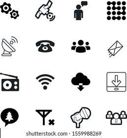 communication vector icon set such as: smart, chat, cell, cogwheel, musical, global, talking, wifi, contour, fm, community, direction, worker, sms, telephone, wheel, broadcasting, letter, member