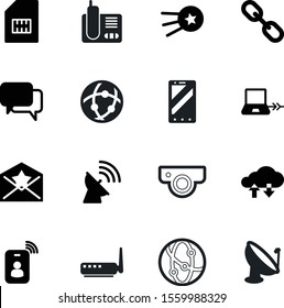 communication vector icon set such as: name, badge, entertainment, interface, mail, tap, structure, meeting, fill, speak, email, surveillance, chain, radar, camera, sputnik
