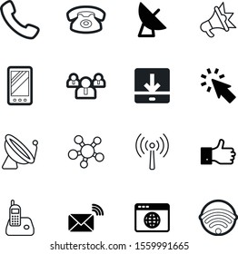 communication vector icon set such as: tv, megaphone, thumb, envelope, smartphone, tower, worker, ok, human, podcast, dial, email, newsletter, page, mail, screaming, radar, marketing, ui, communicate