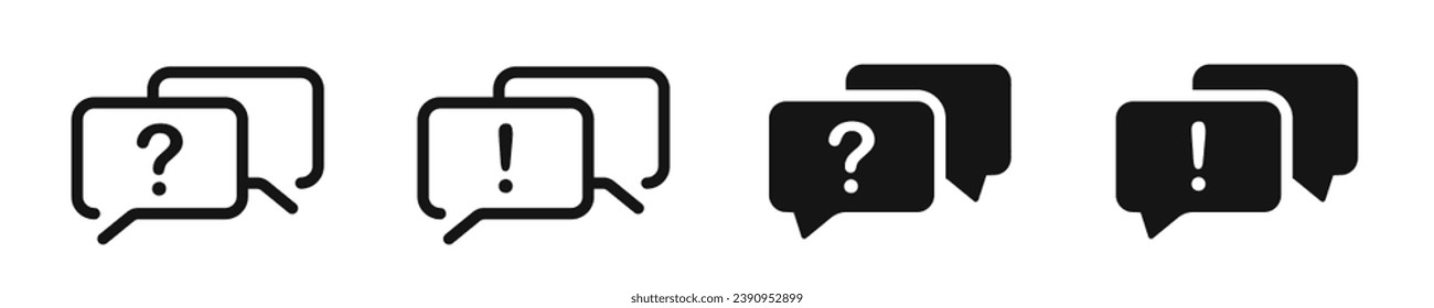 Iconos vectoriales de comunicación. Juego de iconos de conversación. Preguntas y respuestas a los iconos.