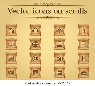 communication vector icons on scrolls for your creative ideas