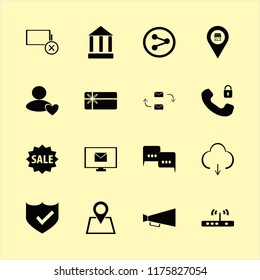 communication vector icons set. with response letter, sale, security telephone and speech clouds in set