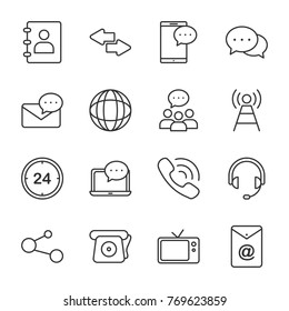 Iconos vectores de comunicación. Icono de comunicación universal para usar en la interfaz de usuario web y móvil.