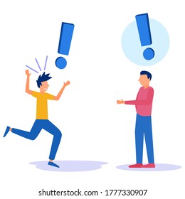 Communication vector illustration of 2 business people, finding solutions, problem solving, use in web projects and applications, ideas.