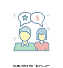 Communication Vector illustration. Internet and Digital Marketing Outline filled icon.