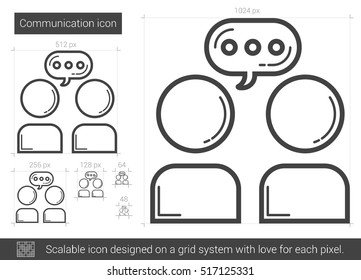 Communication vector line icon isolated on white background. Communication line icon for infographic, website or app. Scalable icon designed on a grid system.