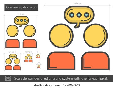 Communication vector line icon isolated on white background. Communication line icon for infographic, website or app. Scalable icon designed on a grid system.