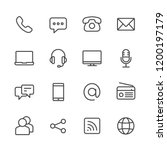 Communication vector line icon set